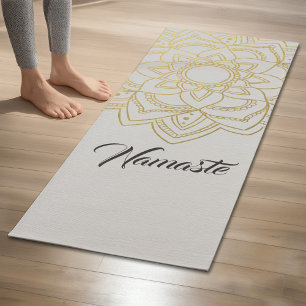 Tapis De Yoga Élégant instructeur YOGA Blanc or Floral Mandala