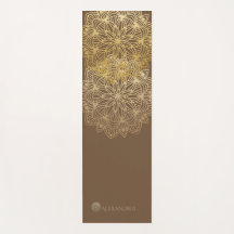 Élégant Mandala Gold Brown Personnalisé (1 côté)