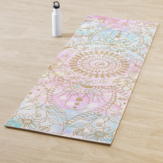 Tapis De Yoga Elégant Mandala Or & Holographic Parties scintilla