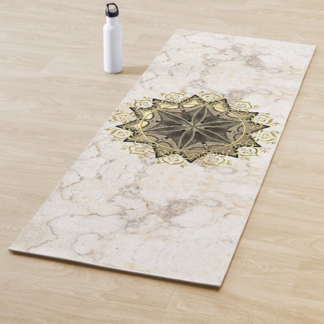 Tapis De Yoga Elégant Mandala sur marbre (En situation)