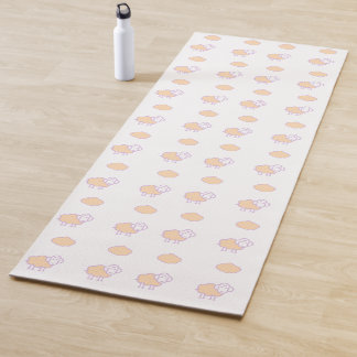 Tapis De Yoga Elégant Mignonne Mouton Rose Avec Nuages Motif
