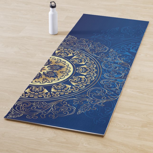 Tapis De Yoga Elégant Motif de mandala bleu Yoga Mat ! (En situation)