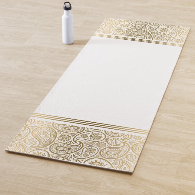 Tapis De Yoga Élégant motif en cachemire or (En situation)