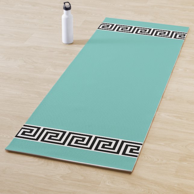 Tapis De Yoga Élégant Motif grec sur Turquoise (En situation)
