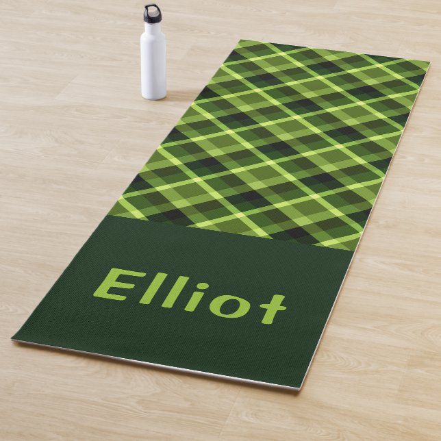 Tapis De Yoga Elégant Pois vert Plaid Monogramme Yoga Mat (En situation)