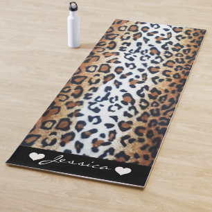 Tapis De Yoga Élégant Poster de animal Leopard élégant Nom perso