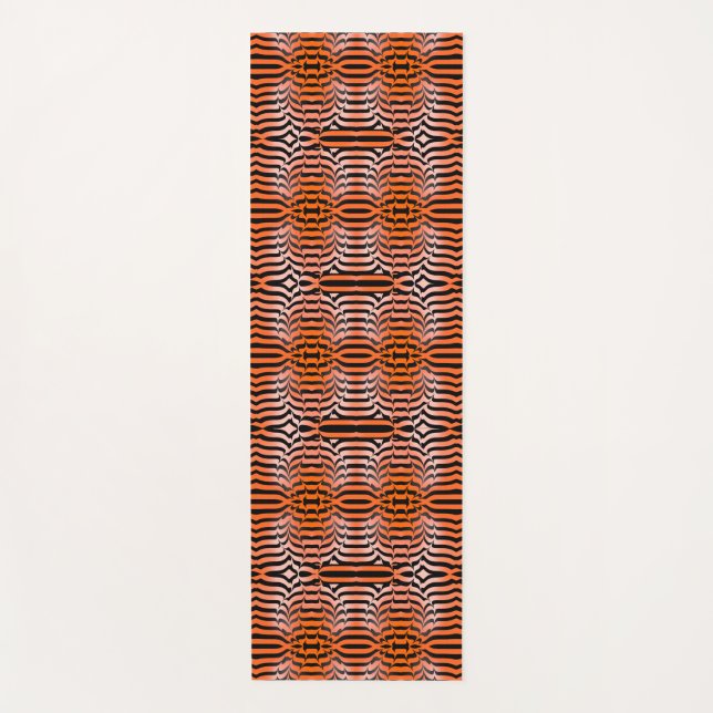 Tapis De Yoga Elegant psychédélique orange noir Tiger Skin Print (Devant)