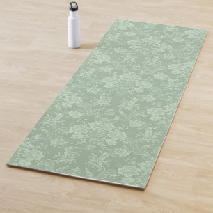 Tapis De Yoga Élégant romantique chic floral vert Damask-Sage