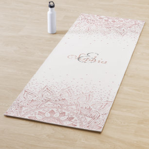 Tapis De Yoga Elégant Rose Gold Dots Mandala