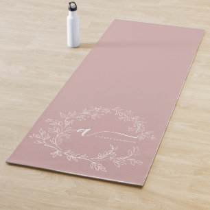 Tapis De Yoga Élégant rose moderne Script Girly Monogramme Nom