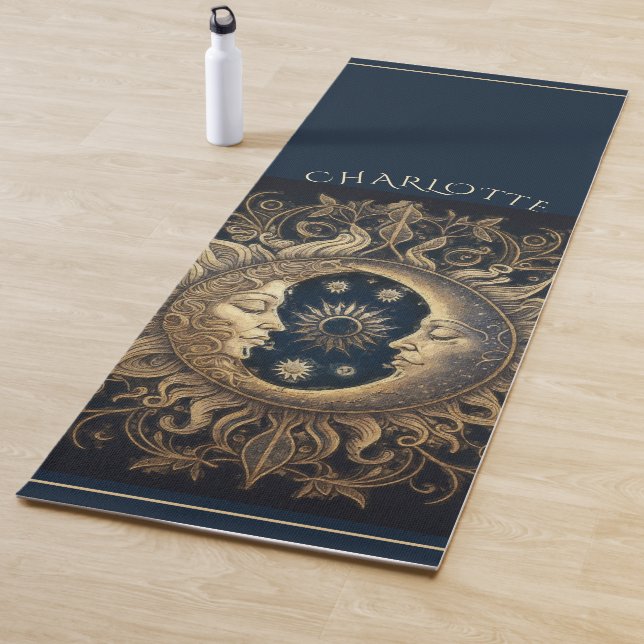 Tapis De Yoga Elégant Soleil Céleste Lune Personnalisée (En situation)