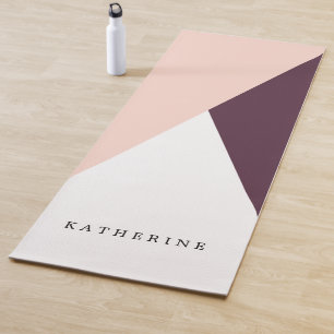 Tapis De Yoga Elégant triangle géométrique rose roux et bordeaux