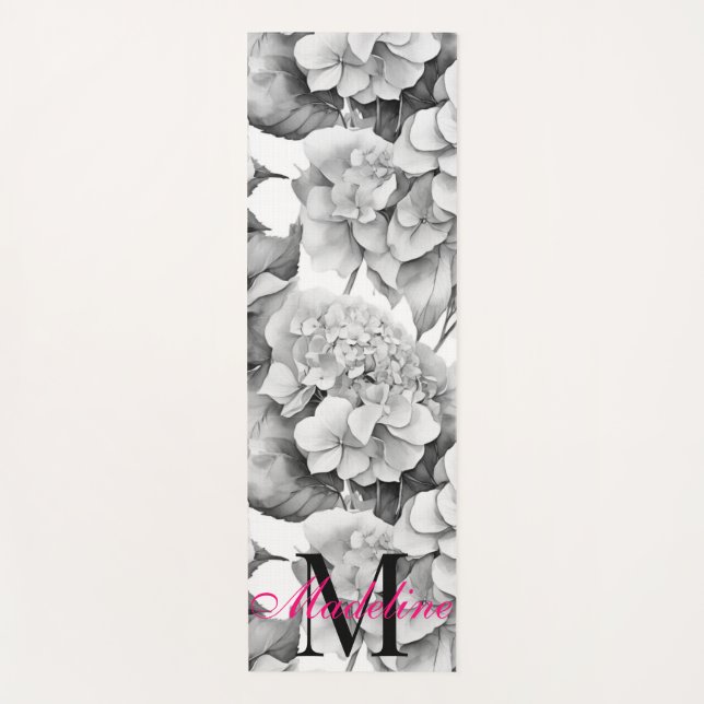 Tapis De Yoga Elégante aquarelle blanche grise noire (Devant)