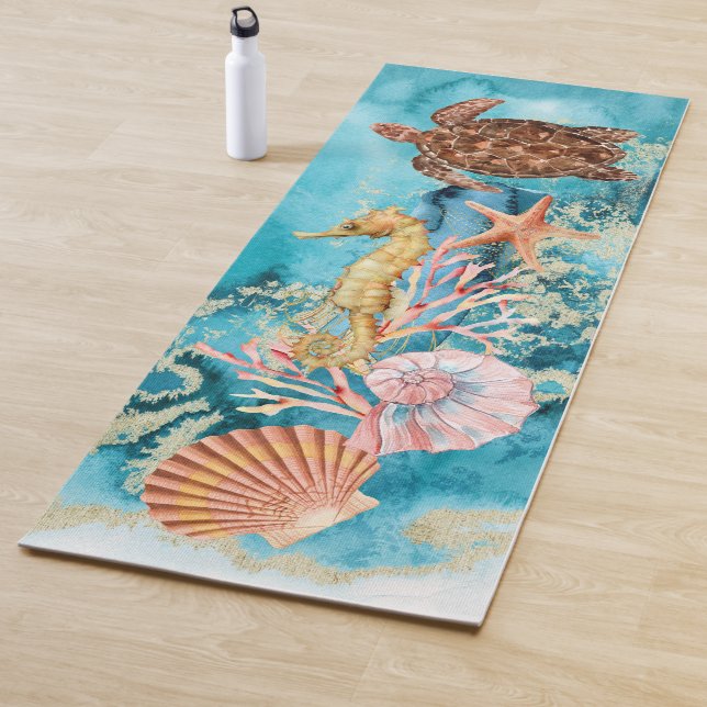 Tapis De Yoga Elégante vie marine Océan (En situation)