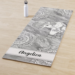 Tapis De Yoga Eléphant Yoga Mat avec l'art indien Mandala