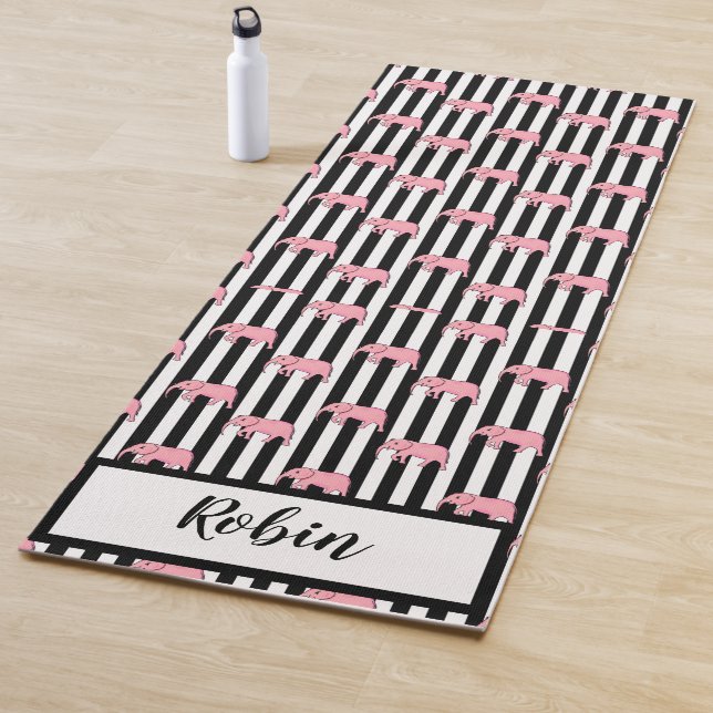 Tapis De Yoga Eléphants roses personnels Motif pour elle (En situation)