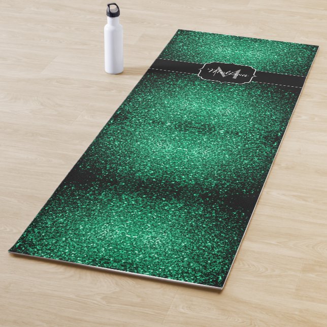Tapis De Yoga Emerald Green fausse parties scintillant scintille (En situation)