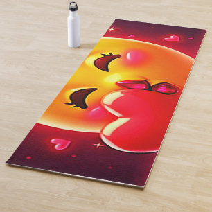 Tapis De Yoga Émoji Bisou : Amour et Cœurs Art