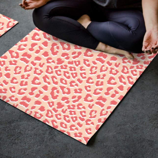 Tapis De Yoga Empreinte de léopard blanc corail (Créateur téléchargé)