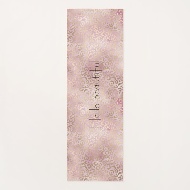 Tapis De Yoga Empreinte de léopard d'or de Glam rose (Devant)