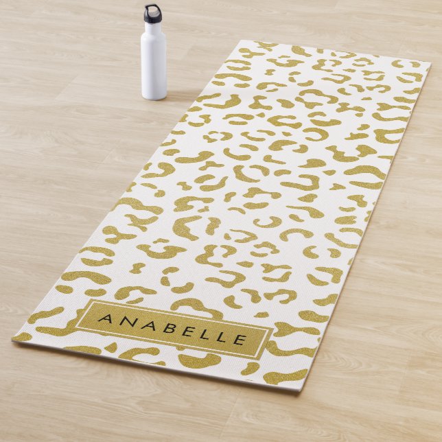 Tapis De Yoga Empreinte de léopard, Leopard d'or, Parties scinti (En situation)