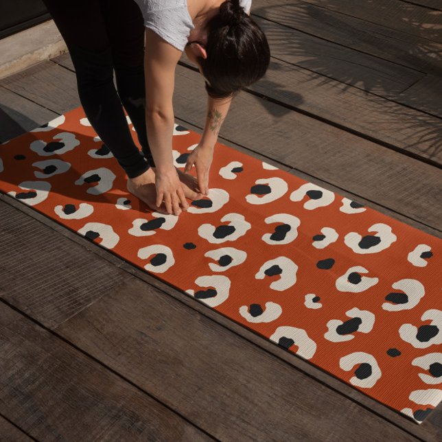 Tapis De Yoga Empreinte de léopard rouge gras dynamique (Créateur téléchargé)