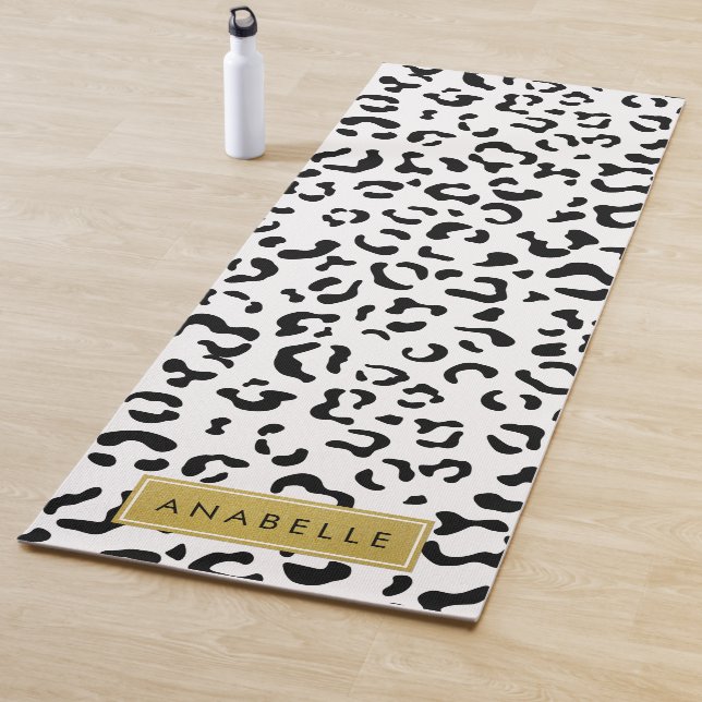Tapis De Yoga Empreinte de léopard, Spots, Noir Et Blanc, Votre  (En situation)