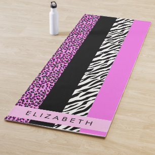 Tapis De Yoga Empreinte de léopard, Zebra Print, Rose, Votre nom