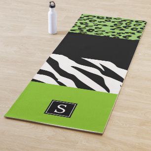 Tapis De Yoga Empreinte de léopard, Zebra Print, Vert, Monogramm