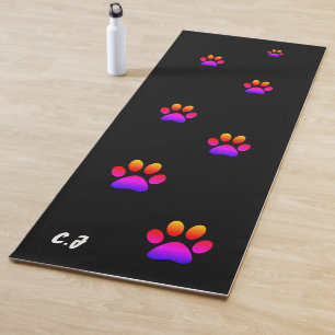Tapis De Yoga Empreinte de patte noir Yoga Mat avec nom