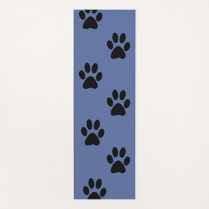 Tapis de yoga empreintes de pattes noir et bleu