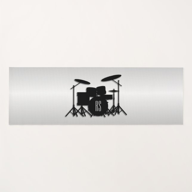 Tapis De Yoga Ensemble de batterie Monogramme Argent (Devant (Horizontal))