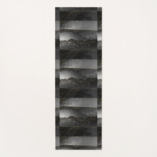 Tapis De Yoga Espace étoile cosmique noir gris (Devant)