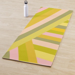 Tapis De Yoga Été Bright Pastel Rose Vert Grandes Géométriques