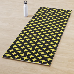 Tapis De Yoga Étoiles abstraites en noir et jaune