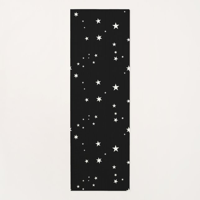 Tapis De Yoga Étoiles blanches en noir (Devant)