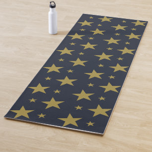 Tapis De Yoga Etoiles d'or sur bleu marine - Élégant et intempor