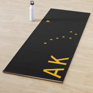 Tapis De Yoga Étoiles du drapeau Alaska Noir