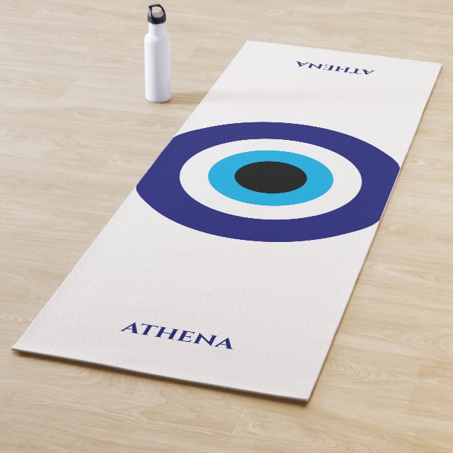 Tapis De Yoga Evil Eye Blue Mati symbole de chance personnalisée (En situation)