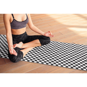 Tapis De Yoga Exercice de Monogramme de À damiers noir blanc mod