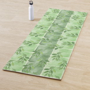 Tapis De Yoga Exercice vert apaisant élégant d'aquarelle de