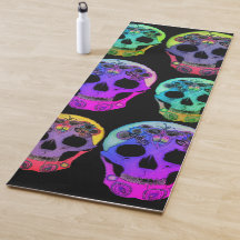 Tapis de yoga Explosion de Crânes Colorés