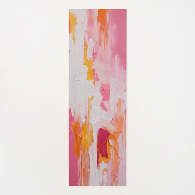 Tapis de Yoga Expressionniste Rose et Orange Vibra (Devant)