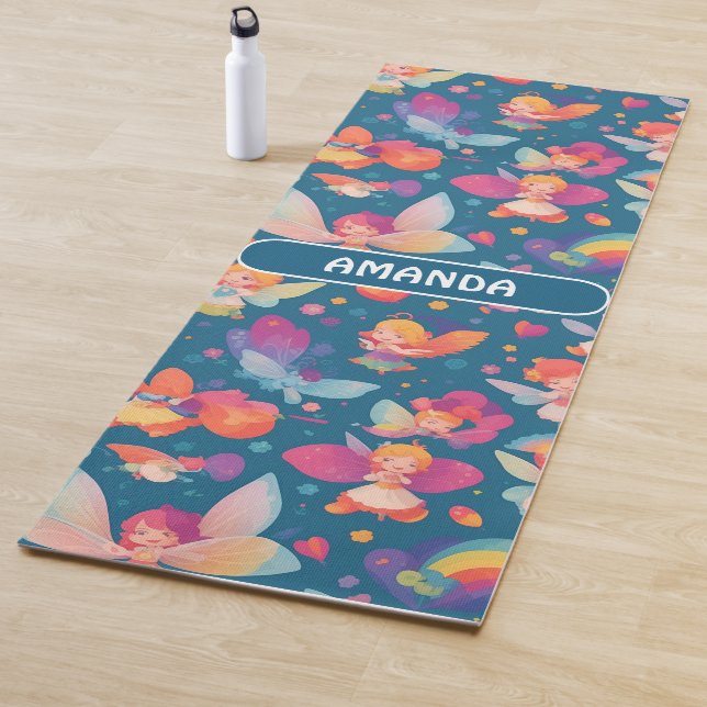 Tapis De Yoga Fairy Rainbow coloré Motif personnalisé (En situation)