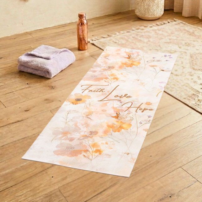Tapis De Yoga Faith Hope Love Boho Watercolor Fitness Mat (Créateur téléchargé)