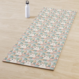 Tapis De Yoga Fausse Maison de Chat au Patchwork Pastel