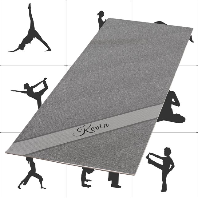 Tapis De Yoga Faux Metallic Grey Textured Diagonal Art Ajouter N (Créateur téléchargé)