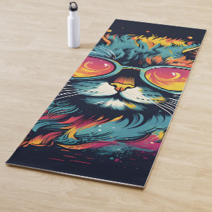Tapis De Yoga Feline Geek rétro chic