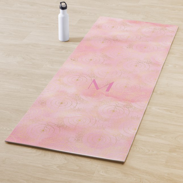 Tapis De Yoga Fête céleste de la planète d'or rose Girly (En situation)