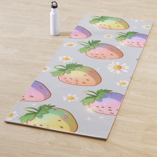 Tapis De Yoga Fête d'anniversaire motif aux fraises mignonnes (En situation)
